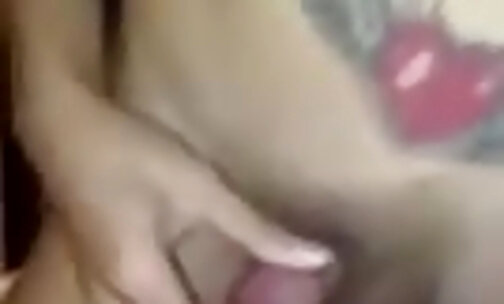amateur shemale cums on his cock then blows him cum in