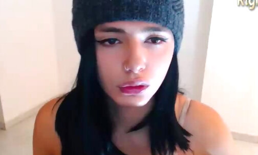 horny trans girl  latina teen teasing on webcam