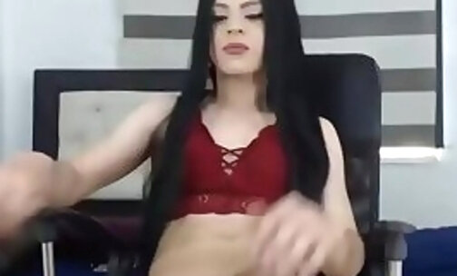 Beautiful Trans Teen Jerking Off For Her Fans
