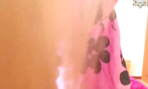 russian blonde shemsale in pink skirt cums on webcam