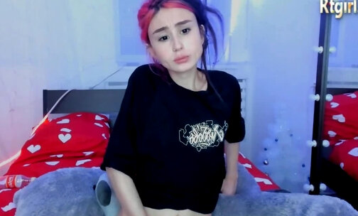 skinny russian trans babygirl strip teasing on webcam