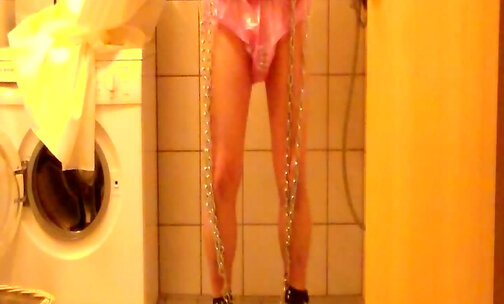 Sissy Sarah Pissing in her PVC Panties