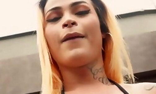 Bootylicious tattooed tranny bitch assfucked in doggystyle