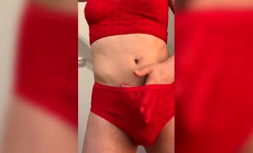 SissySvenja Sissy in cute flashy red teen panties