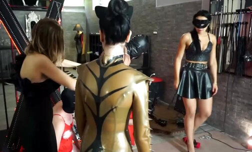 MISTRESSES COERCING THEIR SLAVES TO CROSSDRESSING AND GAY BLOWJOB