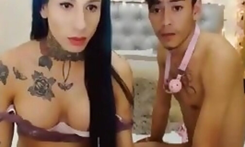 Inked trans makes her BF Sucks Her dick