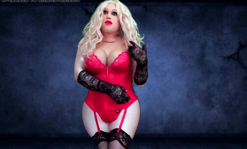 Rubber doll in red lingerie 3