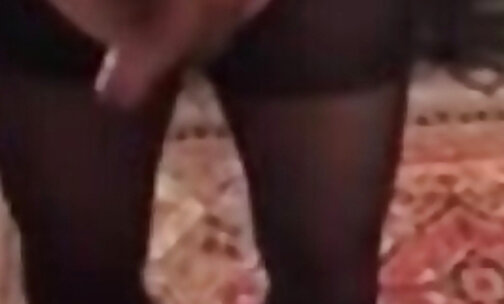 ebony crotch less tights with mini skirt
