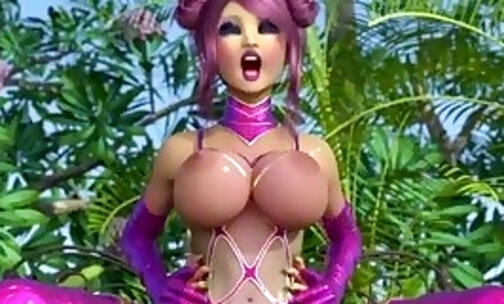 Big tits babe fucked by a blonde futa in a 3d animation