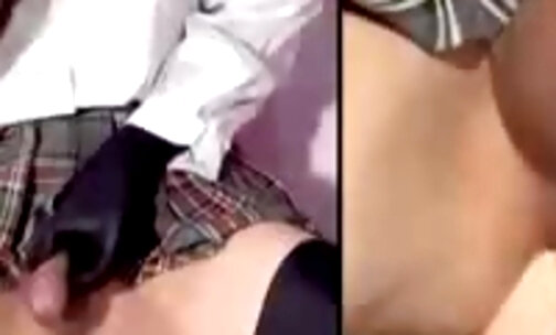 Asian cross dresser hands free cum with anal play