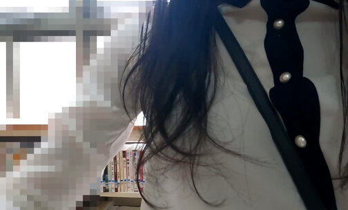 HA43 Masturbate in the library with a big dildo stuffed in anal !