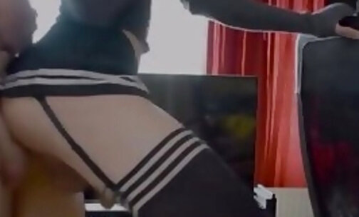 TSgirl doggied on her webcam chair