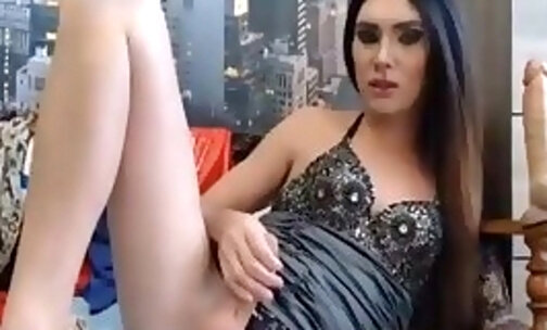 Clean transsexual penis Playing with Toy