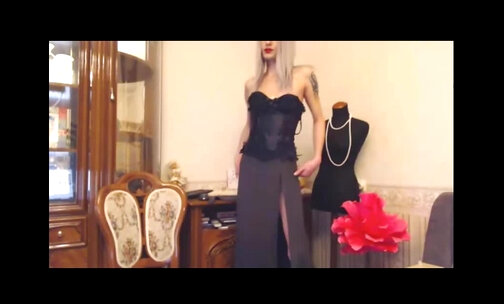 CLassy Strip Long & Elegant Black Dress Marvellous Blonde