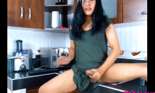 Shemale monstercock jerking skirt webcam