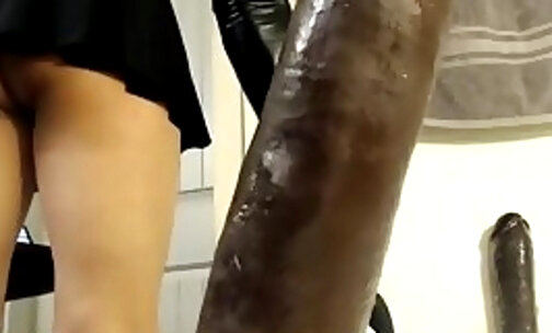 Trans ride an insanely huge dildo