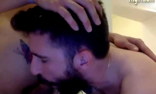 tattooed tranny milf and her boyfriend have fun on webcam