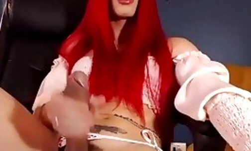 Pink Hair TS arousing her Tramp killer Webcam Show Part 2