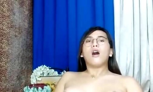 Filipina ladyboy big tits cum in glass