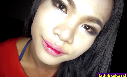 Perverted ladyboy came and surprised a new bad client