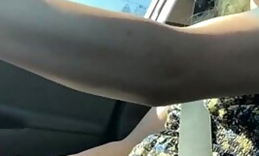 Hot trans girl Raven Thorne cums in the car