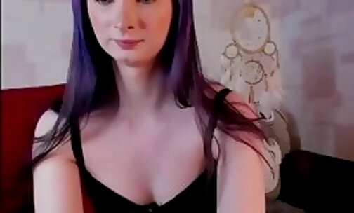 purple haired russian trans cutie with girly cock webcams solo