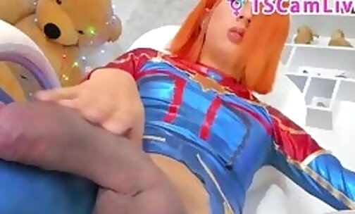 Outstanding Fat and Huge Wang Cosplay SheBoy at Live Webcam Show Part 2