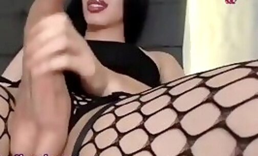 big balls latina teen shemale wanks off her big heavy cock on webcam