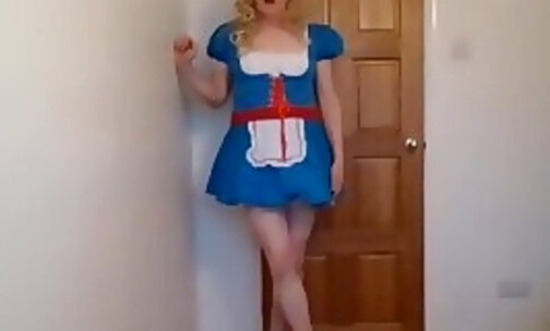 Stripping out of my cute blue costume