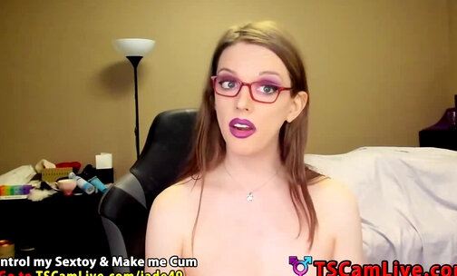 Damn Hot Cumshot by Kinky Shemale Jade49 on Webcam Part 5
