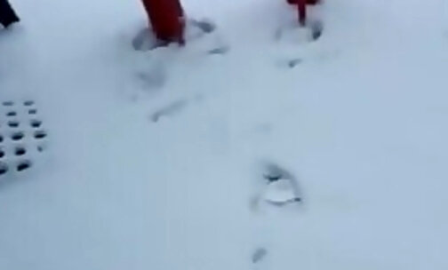 dirty gardenboy extreme red high heels in pale snow
