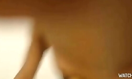 Busty transsexual masturbates her sheshaft on webcam