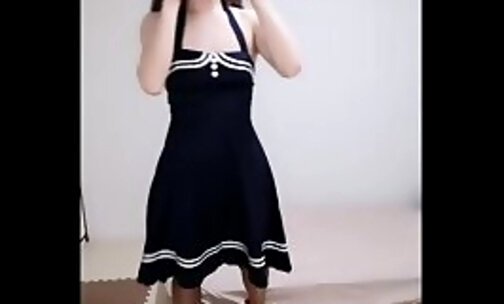 [bitPorn] Sailor Dress with Red Satin Bra Shorts Pantyhose Dildo lick Tease
