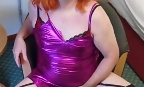 Hot redhead tv dressed like a slut waiting in hotel room for cock