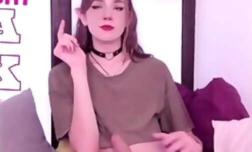 pretty trans hottie from Latvia strokes her dick on webcam