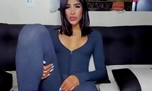 big boobs latina trans hottie with beautiful feet and sexy ass strokes her cock online