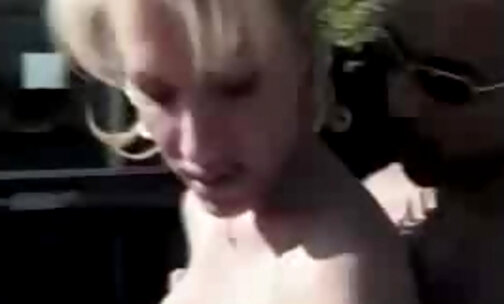 Flaming perky blonde has anal relaxation near the pool