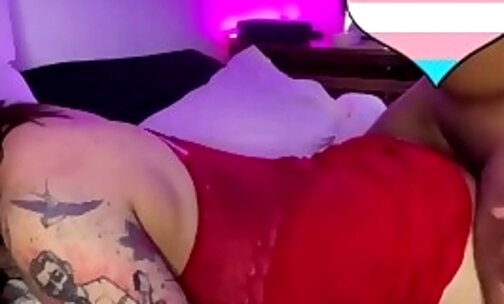 Tattooed trans girl Emma Ink jerks off, sucks endowed and
