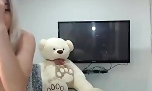 small boobs latina transgirl jerks off her big heavy tool on webcam