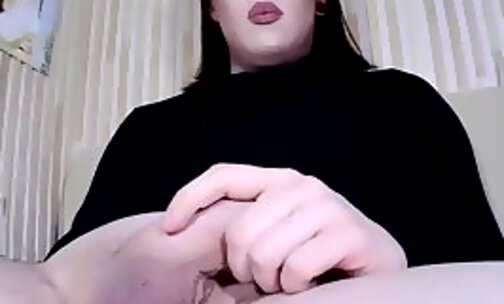 voluptuous teen shemale with nose piercing and huge dick shoots big cum on webcam
