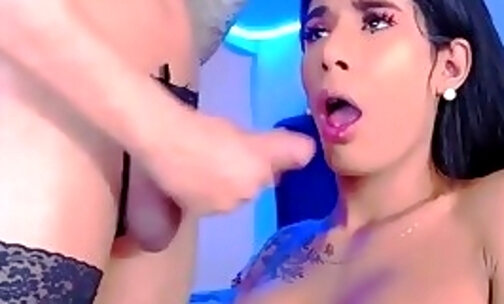 Sensual Latina Shemale nice blowjob Webcam Show