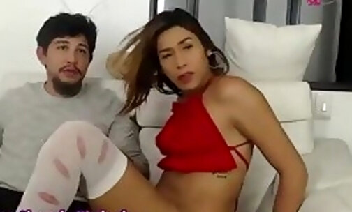 slim latina tgirl and her boyfriend mutual suck then fuck on webcam