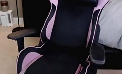 transsexual Glasses Masturbates On her Gaming Chair