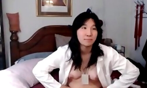 beautiful tits asian ladyboy strokes her tiny dick