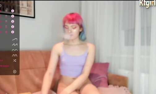 slim teen tgirl toys ass and strokes cock on webcam
